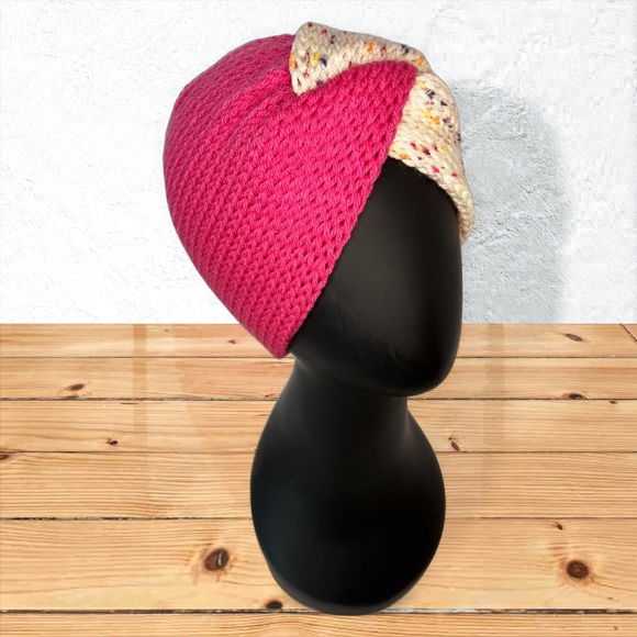 Handmade Knit Twist Ear Warmers Handcrafted Headband Hot Rose & Drizzle Me This - Picture 3 of 9